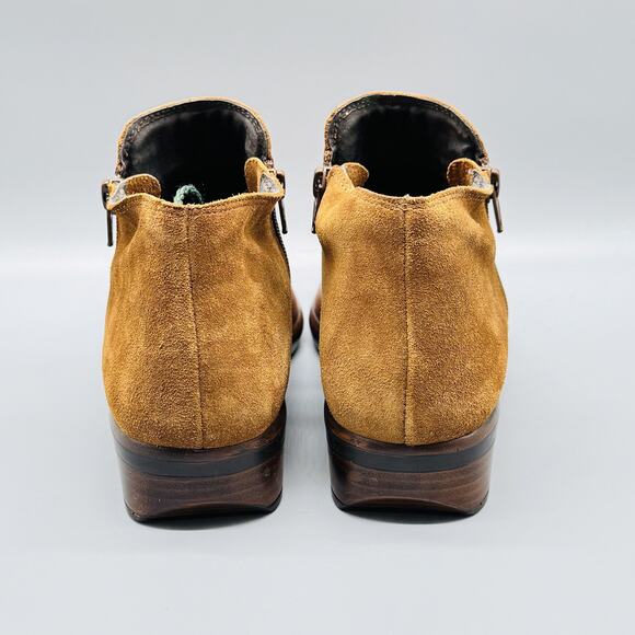 Naot Boots Womens 8 Brown Tan Suede Leather Helm Ankle Side Zip Low Heel Comfort - Picture 6 of 10